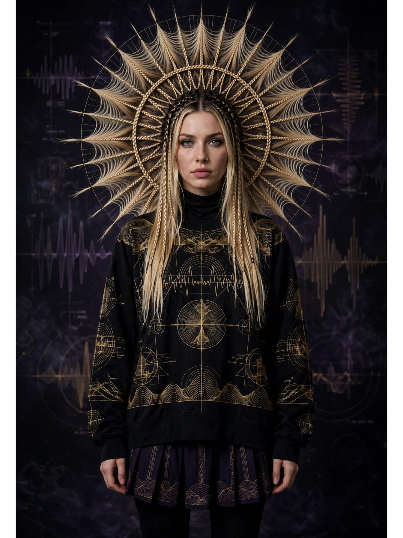 Sienna wearing a braided sound halo