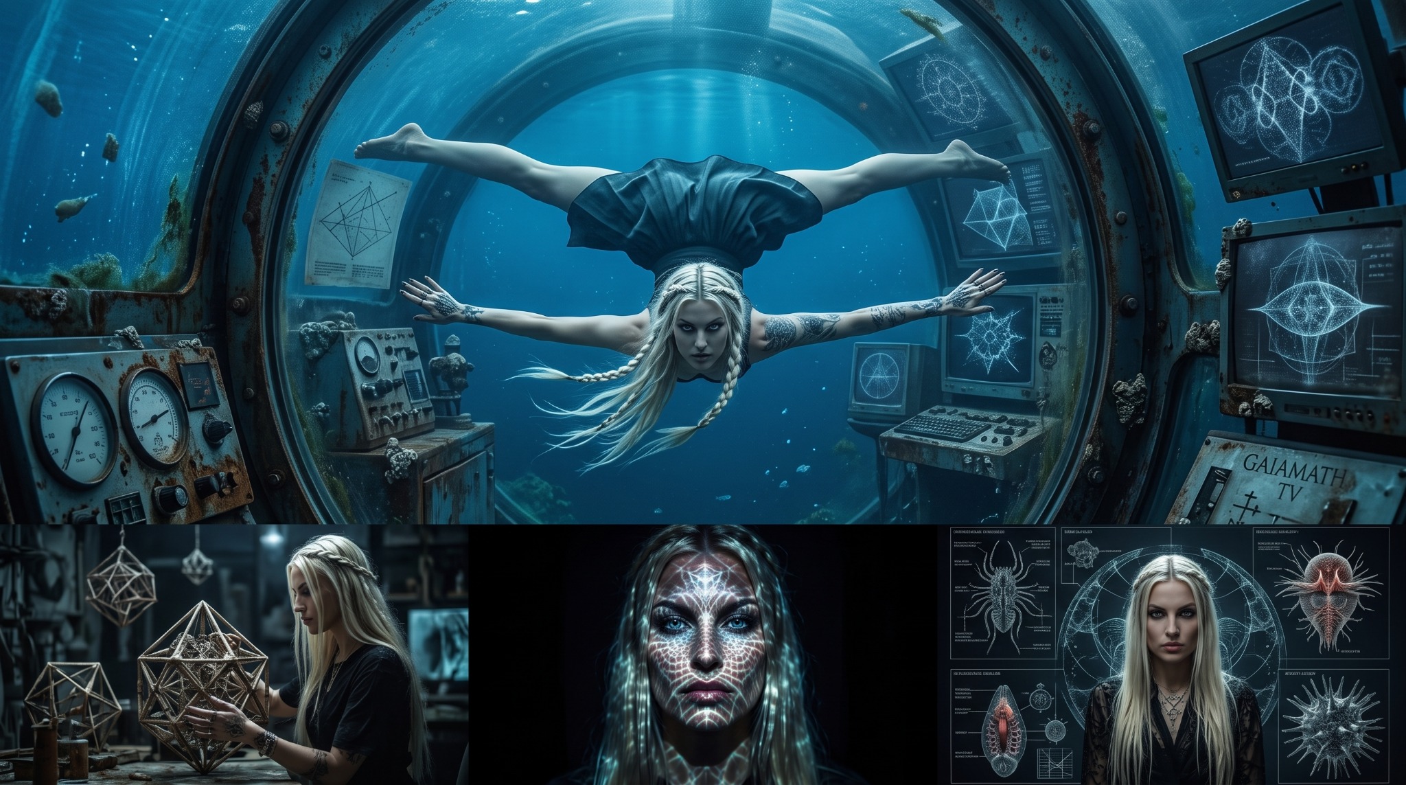 Sienna suspended inside an underwater GAIAMATH chamber